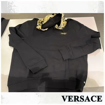 VERSACE  |Unisex Street Style Plain Logo Luxury Hoodies