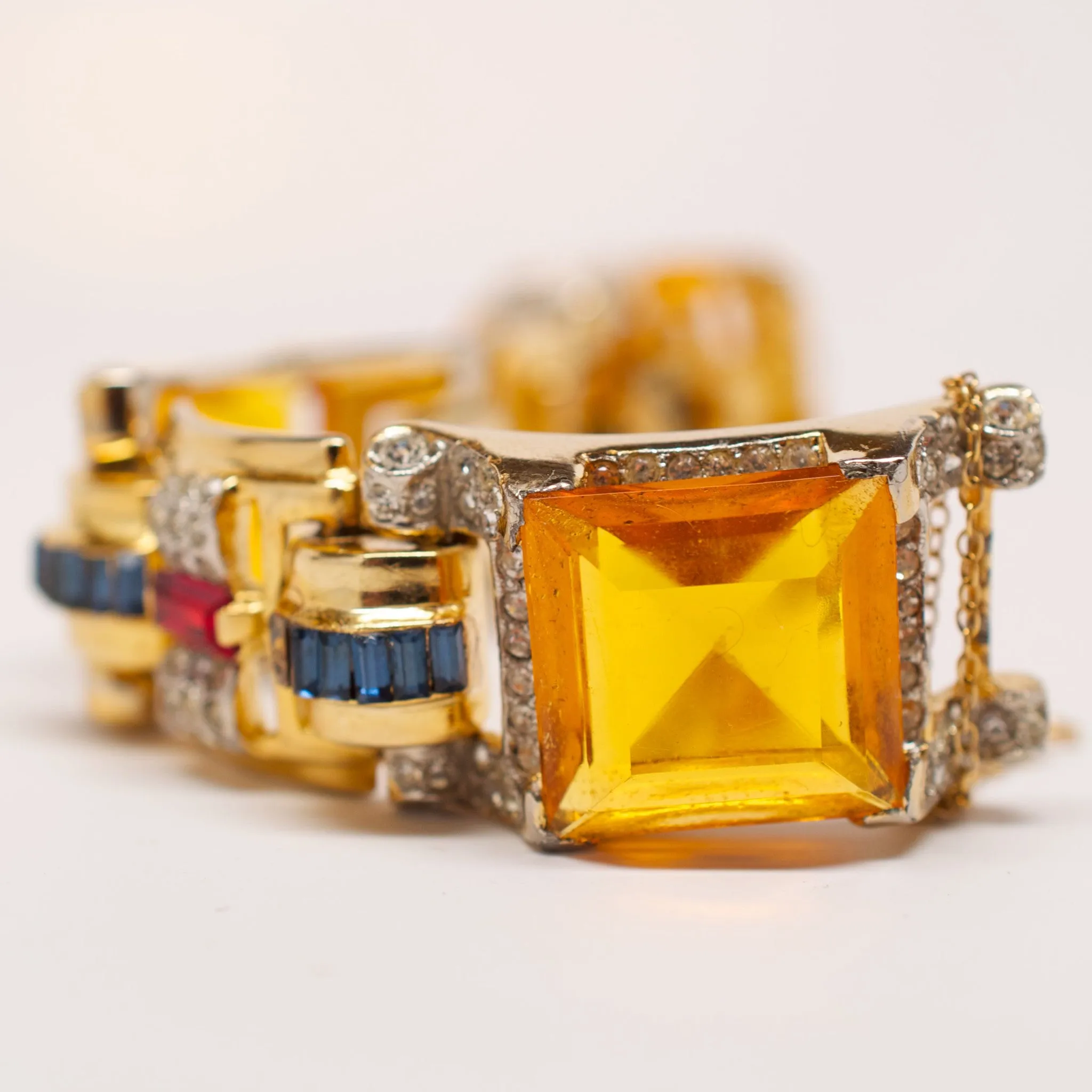 Vintage faux citrine Art Deco bracelet