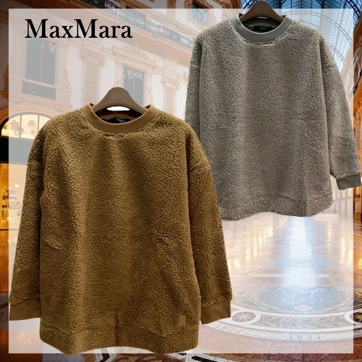 Weekend Max Mara  |U-Neck Long Sleeves Plain Hoodies & Sweatshirts