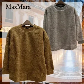 Weekend Max Mara  |U-Neck Long Sleeves Plain Hoodies & Sweatshirts