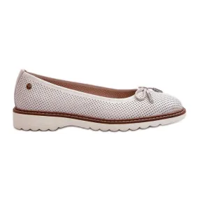 Women's Openwork Ballerina Shoes Made of Natural Leather Maciejka P6509-11 White