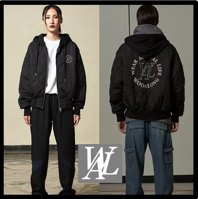 WOOALONG  |Unisex Street Style Logo Hoodies