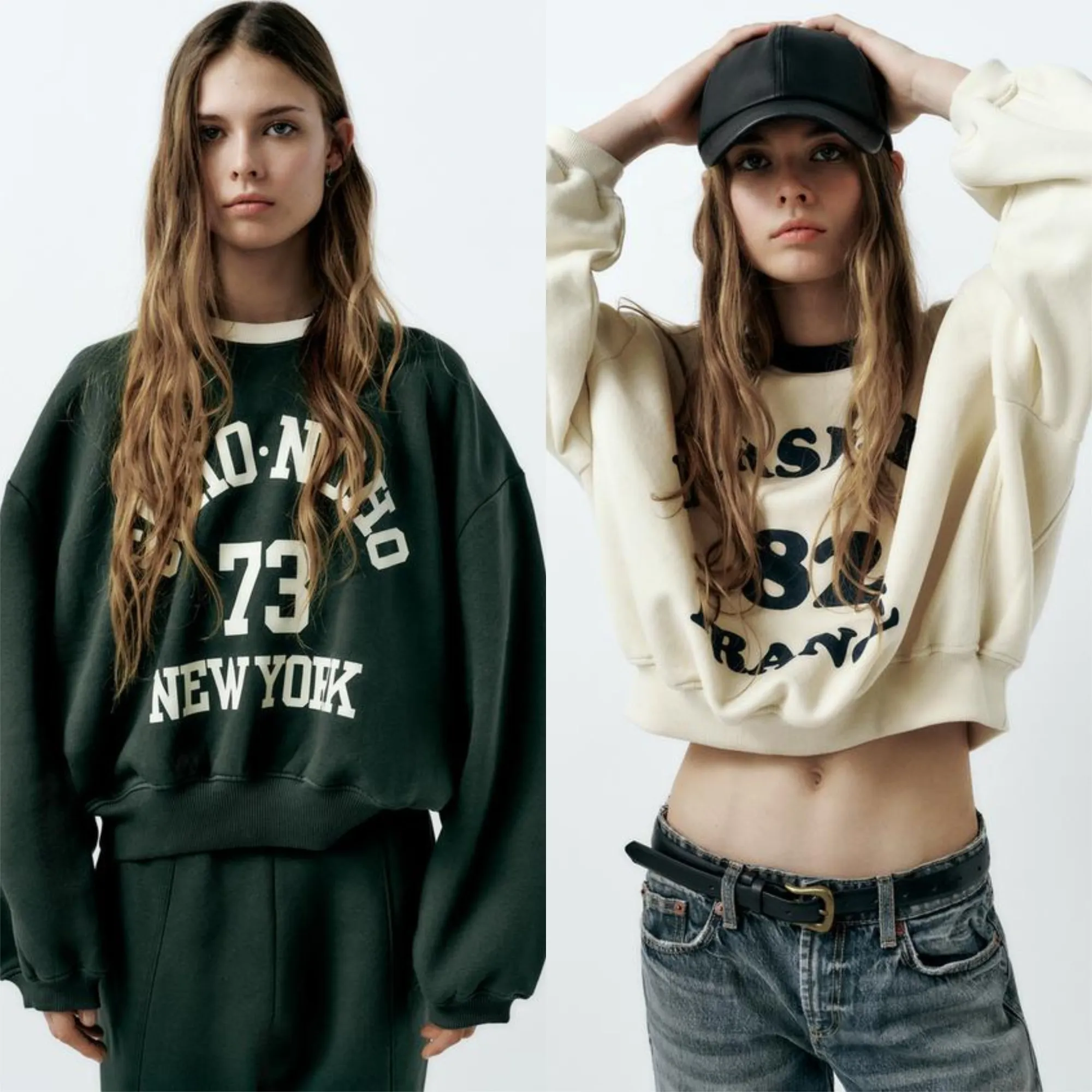 ZARA  |PLUSH SWEATSHIRT WITH TEXT